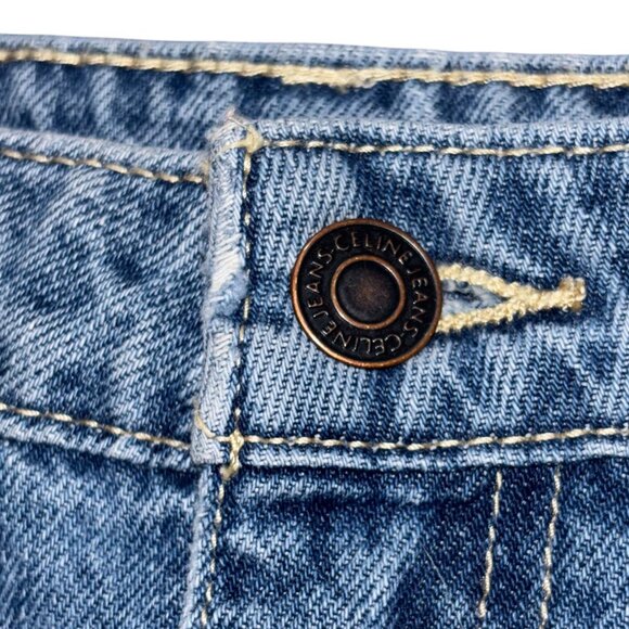 Celine Denim Mini Skirt w Triomphe Gourmette Chain Detail Blue Jean Grunge Japan - Picture 7 of 12